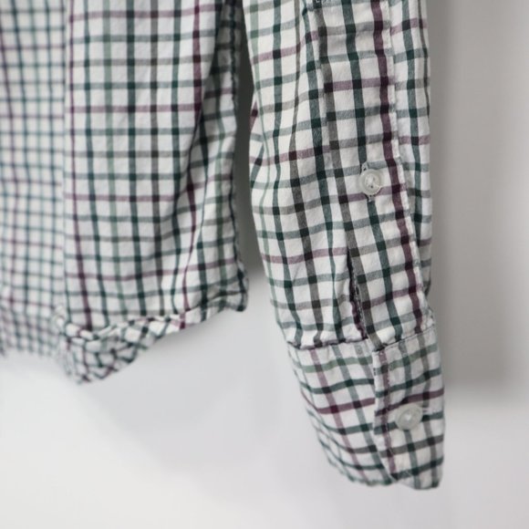 J. Crew Mens Long Sleeve Shirt Flex Washed  Green/White Plaid Size M - Picture 7 of 13